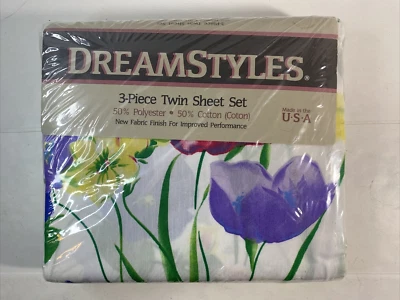 Dreamstyles "Lido" Patrón Floral Juego de 3 Piezas Sábanas Gemelas - Hecho en EE. UU. - NOS Foto 1 de 4