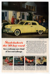 1950 STUDEBAKER Land Cruiser Sedan Vintage Original Print AD | Yellow car photo