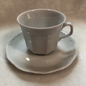 Mitterteich Bavarian Teacup And Saucer West Germany White Tonal 1 Cup 1 Saucer - Picture 1 of 6