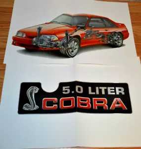 1993 Ford Mustang SVT Cobra Original Brochure Foldout Poster Inner View 93 5.0 - Bild 1 von 3