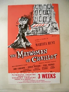 THE MADWOMAN OF CHAILLOT Herald MARTITA HUNT / JOHN CARRADINE Tour BOSTON 1950 - Picture 1 of 2