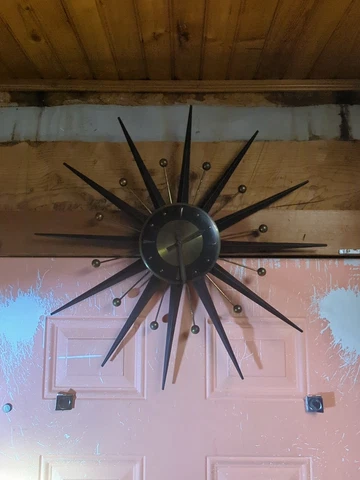 VTG MCM Welby Atomic Starburst Sunburst Wall Clock NEEDS TLC GERMANY Cover