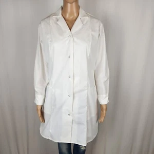 Angelica Medical Lab Coat Size 32 White Snap Button Cuffs 2 Pockets Collared - Picture 1 of 5