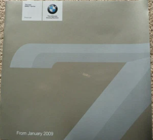 BMW 7 Series UK market PRICES & OPTIONS brochure January 2009 - Picture 1 of 1