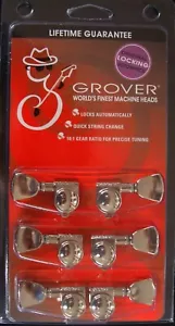 Grover 502NK Rotogrip Locking Rotomatic Tuners, Keystone Button, 3 +3 Nickel  - Picture 1 of 7