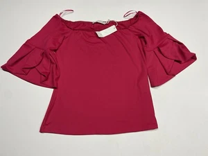 Anne Fontaine Leanie Flounce Sleeve Scoop Neck Top Redish Pinkish Size 40 NWT - Picture 1 of 12
