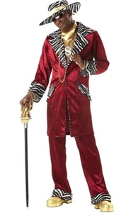 TRAJE ROJO DULCE DADDY BEAUJOLAIS PIMP ADULTO HOMBRE ELEGANTE VESTIDO DE HALLOWEEN DISFRAZ - Imagen 1 de 2