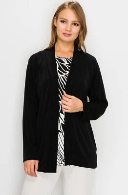 JOSTAR Cardigan DRAPE JACKET Black Poly Spandex SLINKY Knit S M L XL 2X 3X - Image 1 of 4