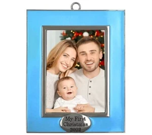 H is For Happy 3.45-Inch My First Christmas 2022 Frame Ornament in Blue - Picture 1 of 1
