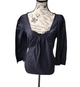 Marc Jacobs Women's Size 10 Black Cotton Boho Blouse Top Made in Sri Lanka - Picture 1 of 11