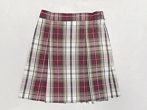 Girls R/K Red & Tan Plaid Kick Pleat Uniform Skirt Reg & 1/2 Sizes 5 - 8 1/2 - Picture 1 of 5