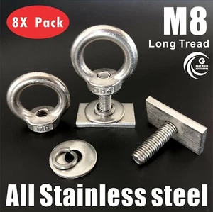 T Bolt Eye Nut tie down kit for T & C Rhino Thule Yakima Pro Rola roof rack M8X8 - Picture 1 of 5
