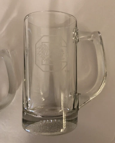 Lot of Two South Carolina Gamecocks Etched Glass Beer Mugs Great Graduation Gift Cover