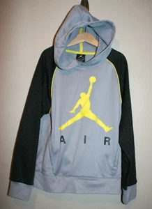 Boys Air Michael Jordan Thermafit Basketball Hooded Sweatshirt Hoodie Gray 10/12 - Picture 1 of 2