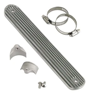 Lowbrow Customs Finned 12" Cast Aluminum Heat Shield Harley chopper Sportster - Picture 1 of 11