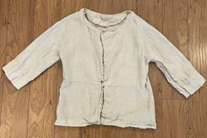 Viola Borghi Jacket Medium Women's 100% Linen Neutral Color Casual Fit Lagenlook - Picture 1 of 9