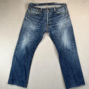 Pantalones de mezclilla Levis 501 para hombre 38x27 azul pierna recta botón mosca dobladillo desgastado - Imagen 1 de 12