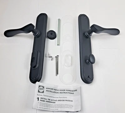 Pella Hinged French Door LH Active Handle Matte Black 14E5MB00 No Key Open Box - Image 1 of 4