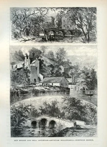 Antiguo grabado Antietam Maryland 1872 - Puente Burnside y molinos antiguos - Imagen 1 de 3