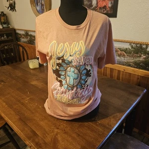 LULU MAC "Jesus Saved" 135 H. Sunset Kurzarm T-Shirt med - Bild 1 von 4