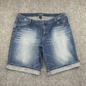 Lane Bryant Women’s Blue Denim Jean Shorts Size 22 Cuffed, Distressed (read) - Picture 1 of 24