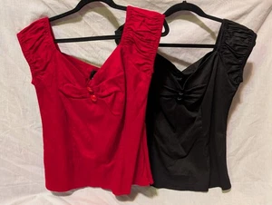 Collectif London Pin Up Dolores Top Schwarz Rot Größe 2X / UK 18 / US 14 - Bild 1 von 8