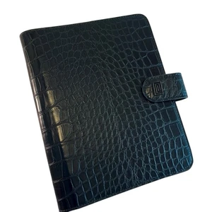 Notiq Vegan Luxus Planer Kroko Muster Schwarz A5 Ringbuch, Schwarze Ringe - Bild 1 von 17