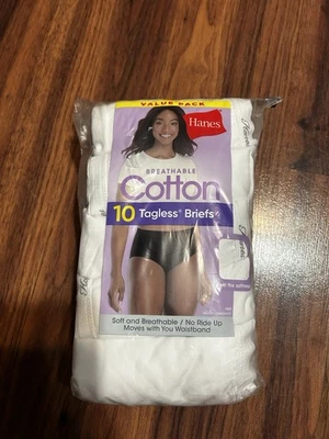 NEW! Women's HANES Breathable Cotton Tagless Briefs - 10 Pack - Size 10 / 3XL - Image 1 of 4