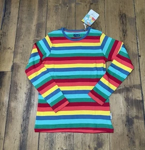 BNWT Frugi Organic rainbow striped long sleeved Top T-shirt Boys 9-10 Years - Picture 1 of 5