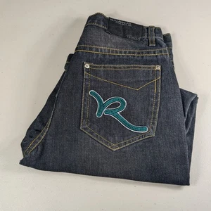 Rocawear Jean Shorts Boys Size 16 Black Logo Pocket Y2K Hip Hop Streetwear Denim - Picture 1 of 7