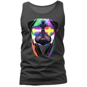 DJ Pug Música Auriculares Animal Perro Divertido Chiste Humor Humor Gráfico Camiseta sin mangas - Imagen 1 de 11