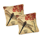 DaDa Bedding Set of 2 Elegant Dragonfly Dreams Throw Pillow Cushion Covers 18x18