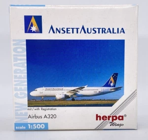 Herpa Wings 512817 Ansett Australia Airbus A320 - Escala 1:500 Diecast Mod NUEVO EN CAJA - Imagen 1 de 11