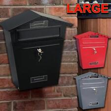 🔥Large Post Box Letter Mail Box Premium Steel Lockable Wall Mount 2 Keys Secure