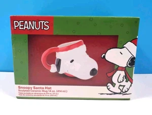 Peanuts Weihnachten Snoopy 3D geformter Kopf Keramik Kaffeebecher 14 Oz Neu im Karton - Bild 1 von 6