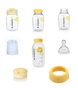 MEDELA Breast Milk Storage Bottle Collar Ring Labeling Lid Nipple Pick New Parts - Picture 1 of 14
