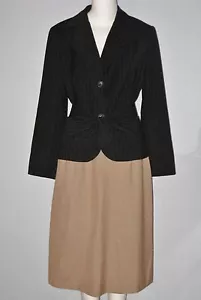 BANANA REPUBLIC Size 12 Black Fully Lined Pin Striped Long Sleeve Blazer - Foto 1 di 4