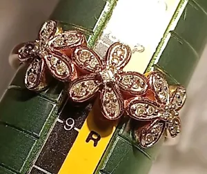 TJC D'Joy Real Diamond Cluster Ring 0.2ct Sz Q Rose Gold On Sterling Silver 925 - Picture 1 of 7