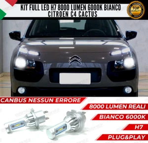 KIT FULL LED CITROEN C4 CACTUS H7 ANABBAGLIANTI 6000K BIANCO 8000 LUMEN CANBUS - Imagen 1 de 11