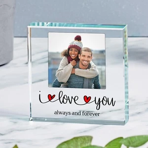 Personalisierte I Love You Glas Foto Medaille - Valentinstag Geschenk & Andenken - Bild 1 von 4