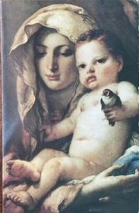 USPS PROGRAMA CEREMONIA 2026 Virgen Niño Jesús sosteniendo pájaro tarjeta de felicitación como - Imagen 1 de 3