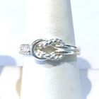 Love Knot Sterling Silver Ring 1/2 Twisted Rope and 1/2 Smooth Band Size 6