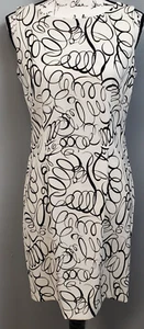 AB Studio Shift Dress Women Size 6 Multi Geo Print Polyester Sleeveless Back Zip - Picture 1 of 13