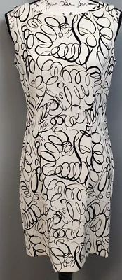 Vestido recto AB Studio para mujer talla 6 estampado geográfico múltiple poliéster sin mangas cremallera trasera Foto 1 de 4