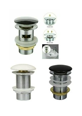 Ablaufgarnitur Ablaufventil Pop Up Ventil Waschbecken Waschtisch WEIß SCHWARZ - Bild 1 von 4