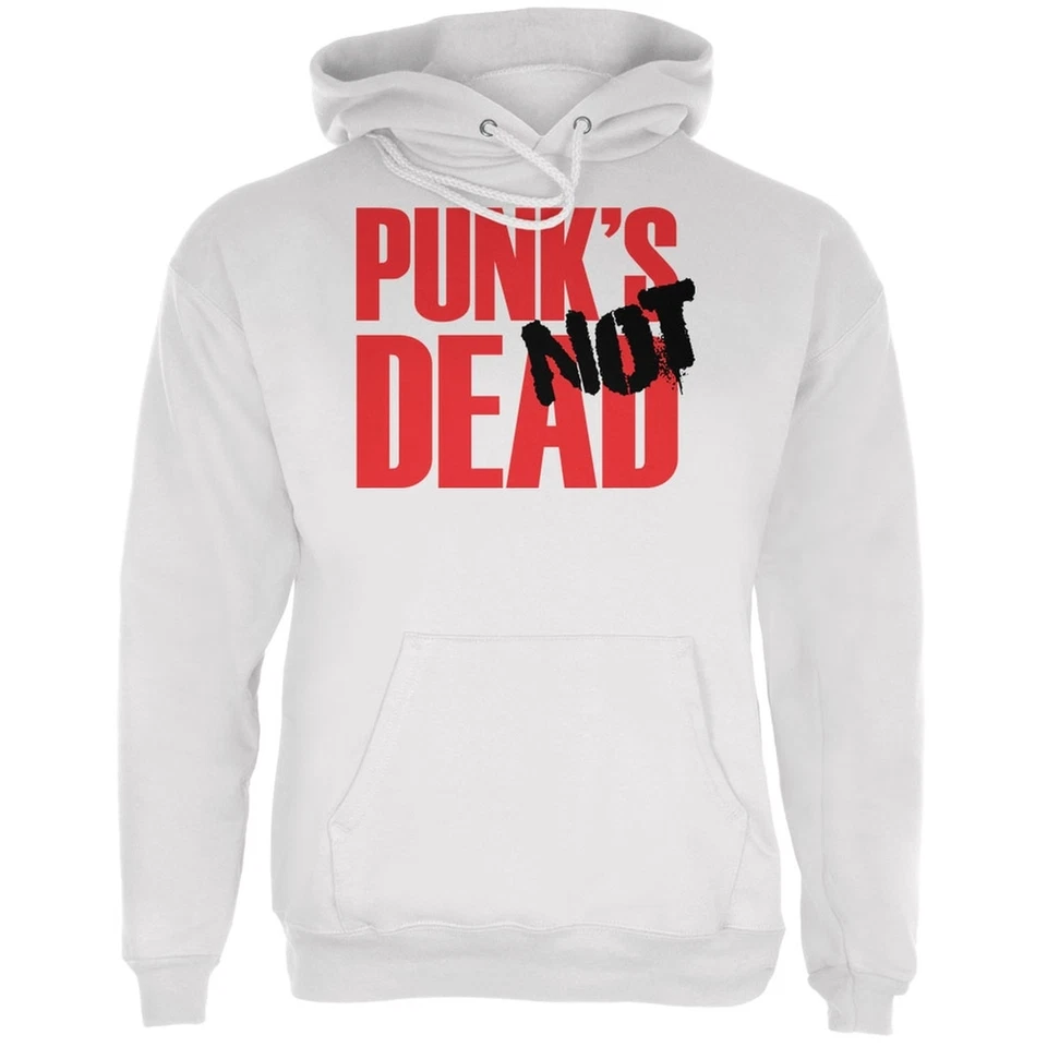 Sudadera con capucha Punk's NOT Dead V2 blanca para adultos Foto 1 de 1