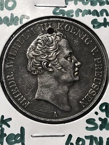 1840 2 THALER PRUSSIA German States WILHELM Silver Coin 3 1/2 Gulden RARE SCARCE - Picture 1 of 16