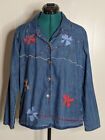 Bobbie Brooks Women's Floral Embroidered Jean Shirt. Size M.