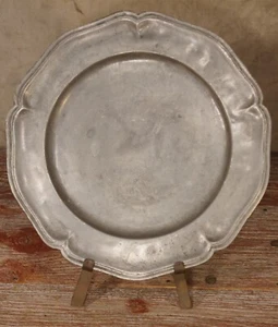 Antique Wavy Edge 1780's to 1790's Pewter Plate Angel Mark - Picture 1 of 16