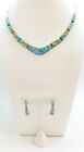 Calvin Begay 925 Turquoise Spiny Oyster Collar Necklace Earrings Set
